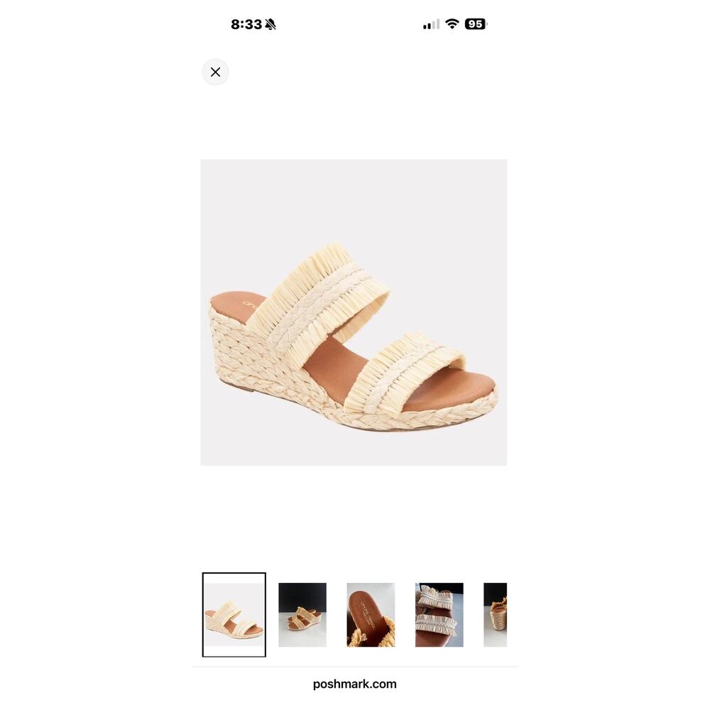 ANDRE ASSOUS NORI BEIGE FRINGE ESPADRILLE WEDGE Sandals size 39 NEW